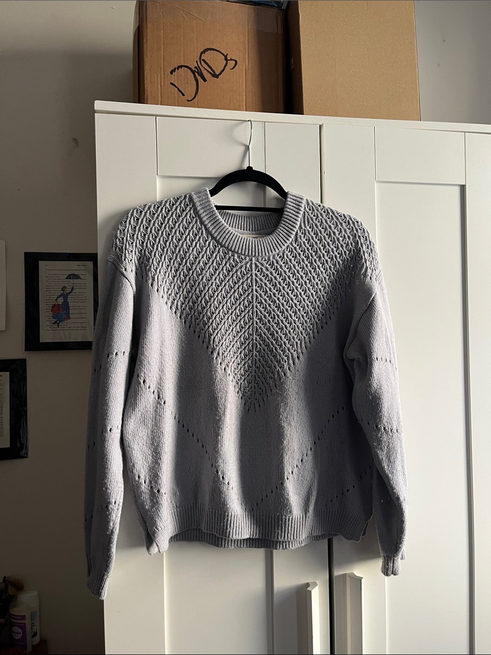 Marine Layer Olivia Sweater Crewneck Relaxed Fit Light Grey Heather Size Small